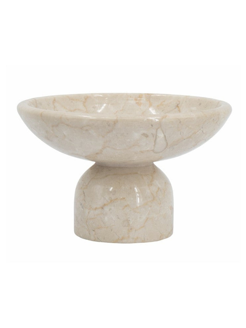 Round Marble Pedestal Fruit Bowl | Cream