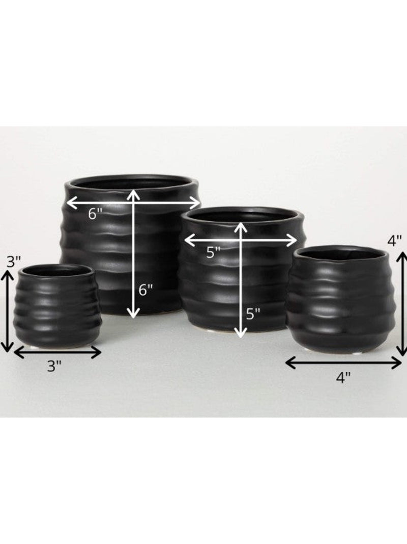 MD Ebony Ribbed Round Pot
