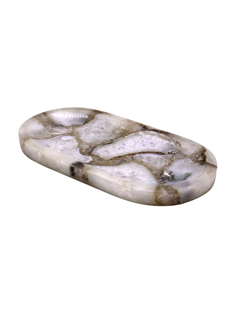 Oval White Agate Tray