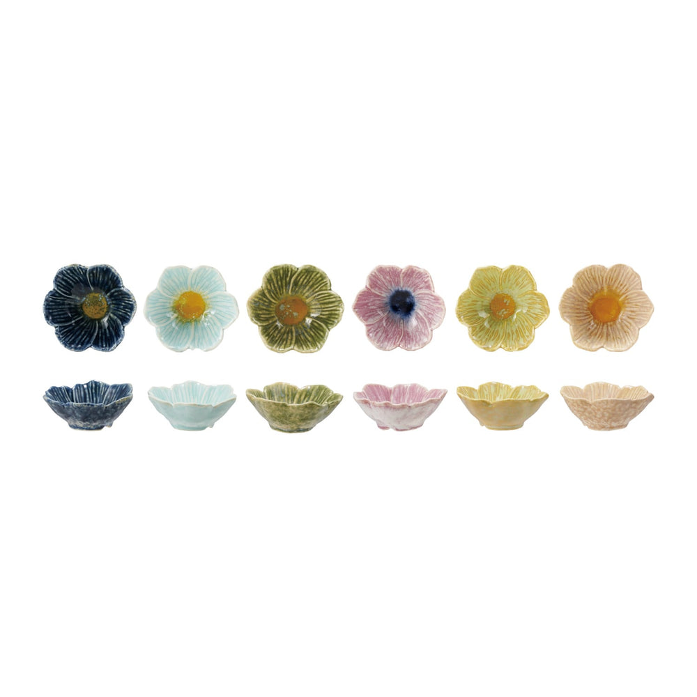 Stoneware Flower Shaped Bowl | Reactive Glaze