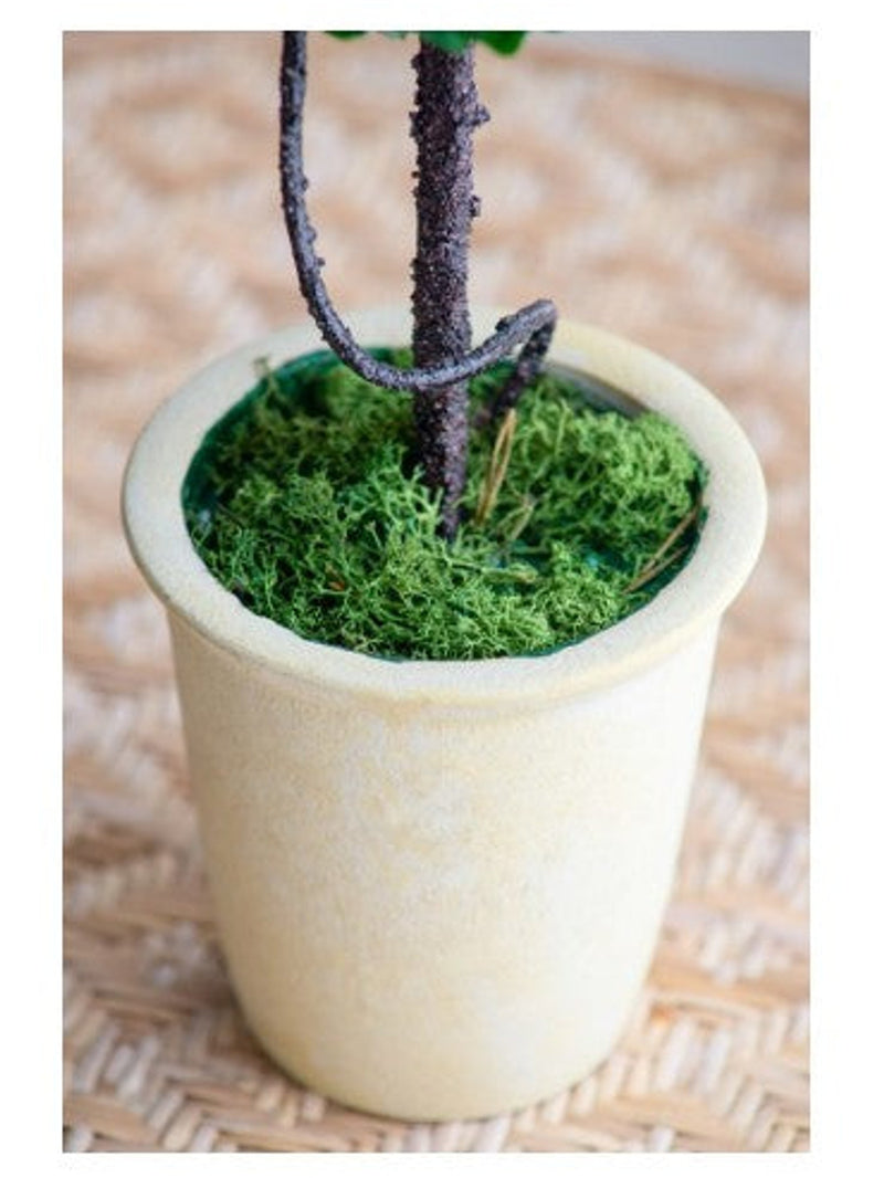 Artificial Boxwood Topiary in Plant Pot |Green & White