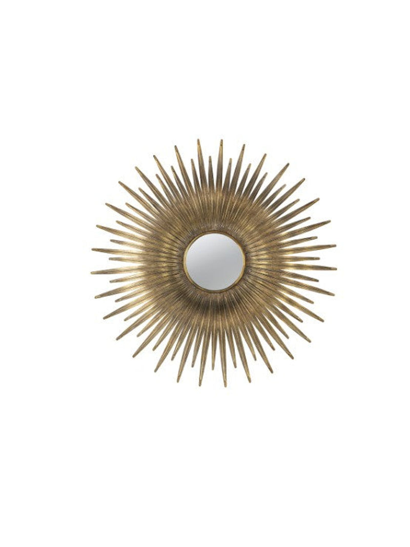 Round Gold Iron Sunburst Mirror