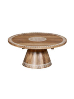 Carved Wood Round Coffee Table