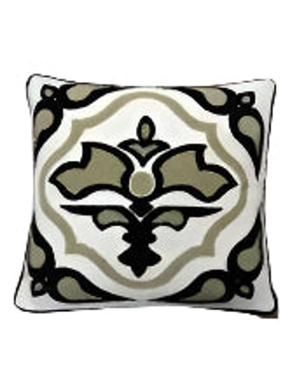 Embroidered Pillow | Black Khaki