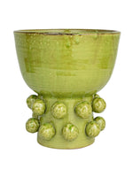 Terra-cotta Hobnail Footed Vase | Green