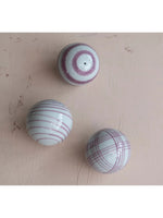 3" Round Hand-Painted Stoneware Orbs