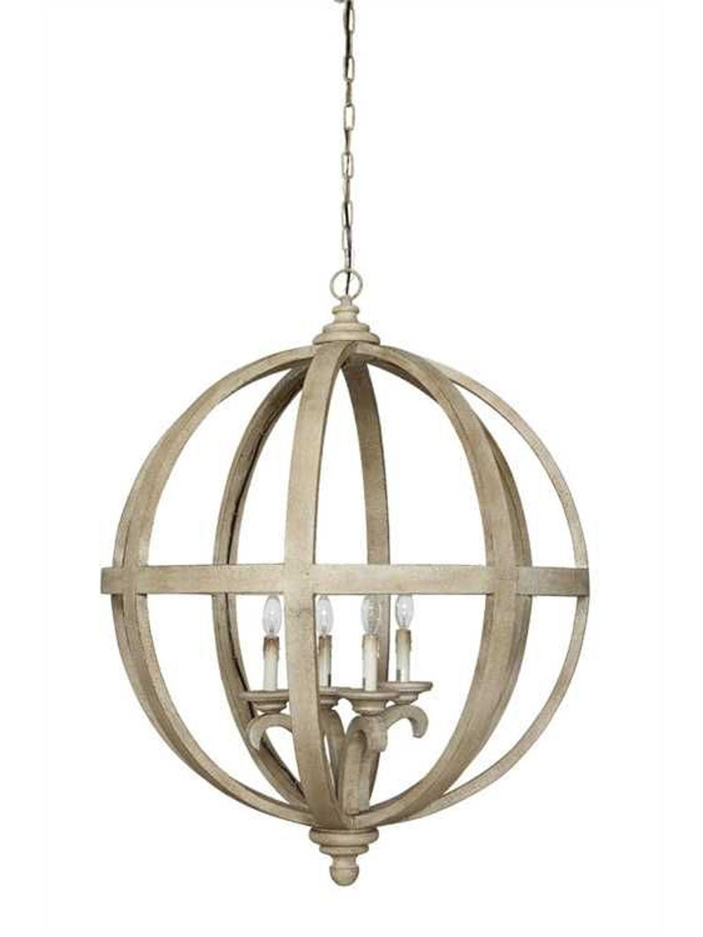 Round Wood & Metal Chandelier