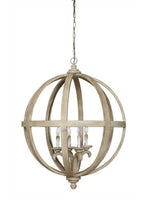 Round Wood & Metal Chandelier