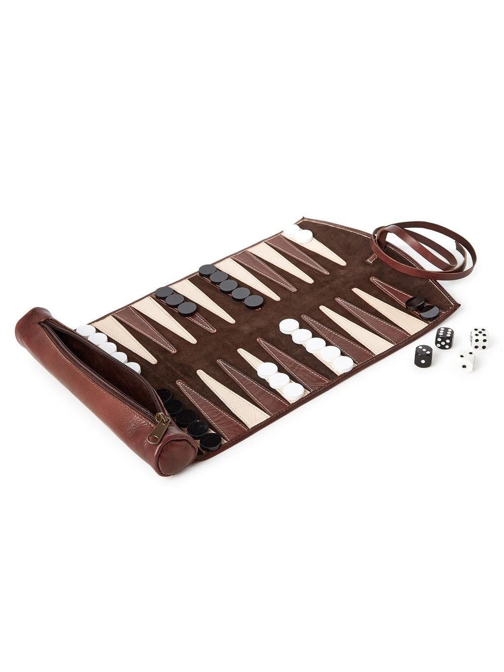 Roll-Up Portable Backgammon Game Set | Genuine Leather