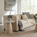 Palm Springs Round Side Table | White Marble | Whitewash Modern Base |  22"