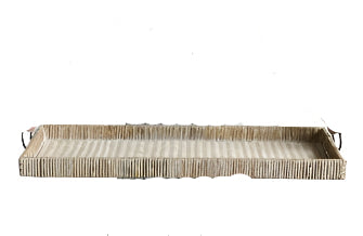 Decorative Rattan Tray w/ Metal Handles