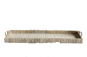 Decorative Rattan Tray w/ Metal Handles