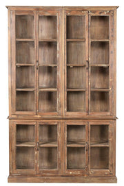 Tall Glass & Wood Double Cabinet