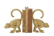RESIN MONKEY BOOKENDS, GOLD FINISH