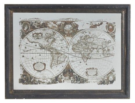 Nieve Vintage Style Mirrored World Map