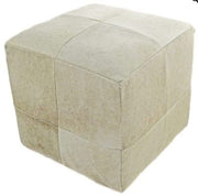 Light Champagne Cowhide Pouf
