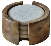 Cassie Wooden Marble Plate Coaster Set