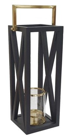 Geo Lantern | Black w/Gold