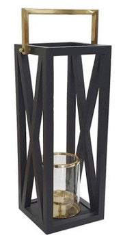 Geo Lantern | Black w/Gold