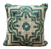 Embroidered Silk Pillow | Turquoise