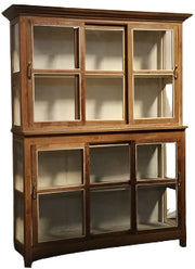Old Wood Sliding 2Dr Glass Cabinet