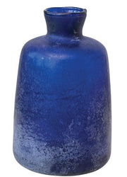Sand Blasted Glass Cobalt Blue Vase