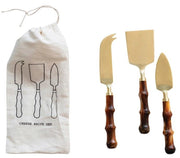 Stainless Steel Resin Cheese Knives w/Bamboo, Set 3