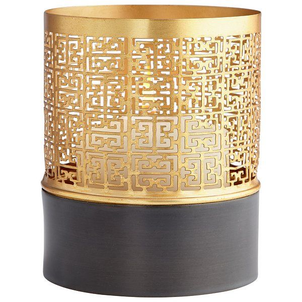 Small A-Mazing Round Candleholder 
Gold &amp; Ebony