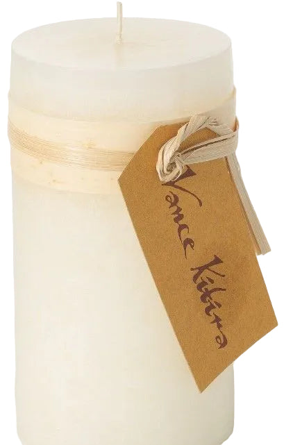 Melon White 6" Timber Pillar Candle