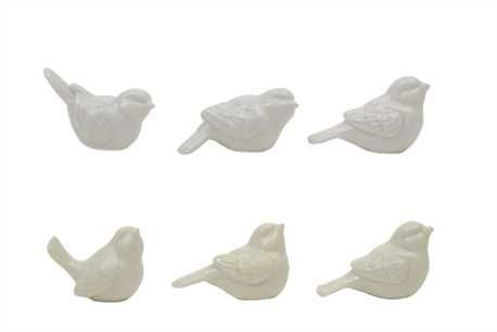 Set Of 6 Ceramic Birds In Box