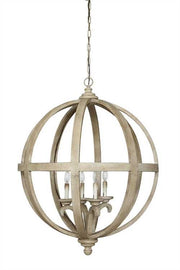 Round Wood & Metal Chandelier